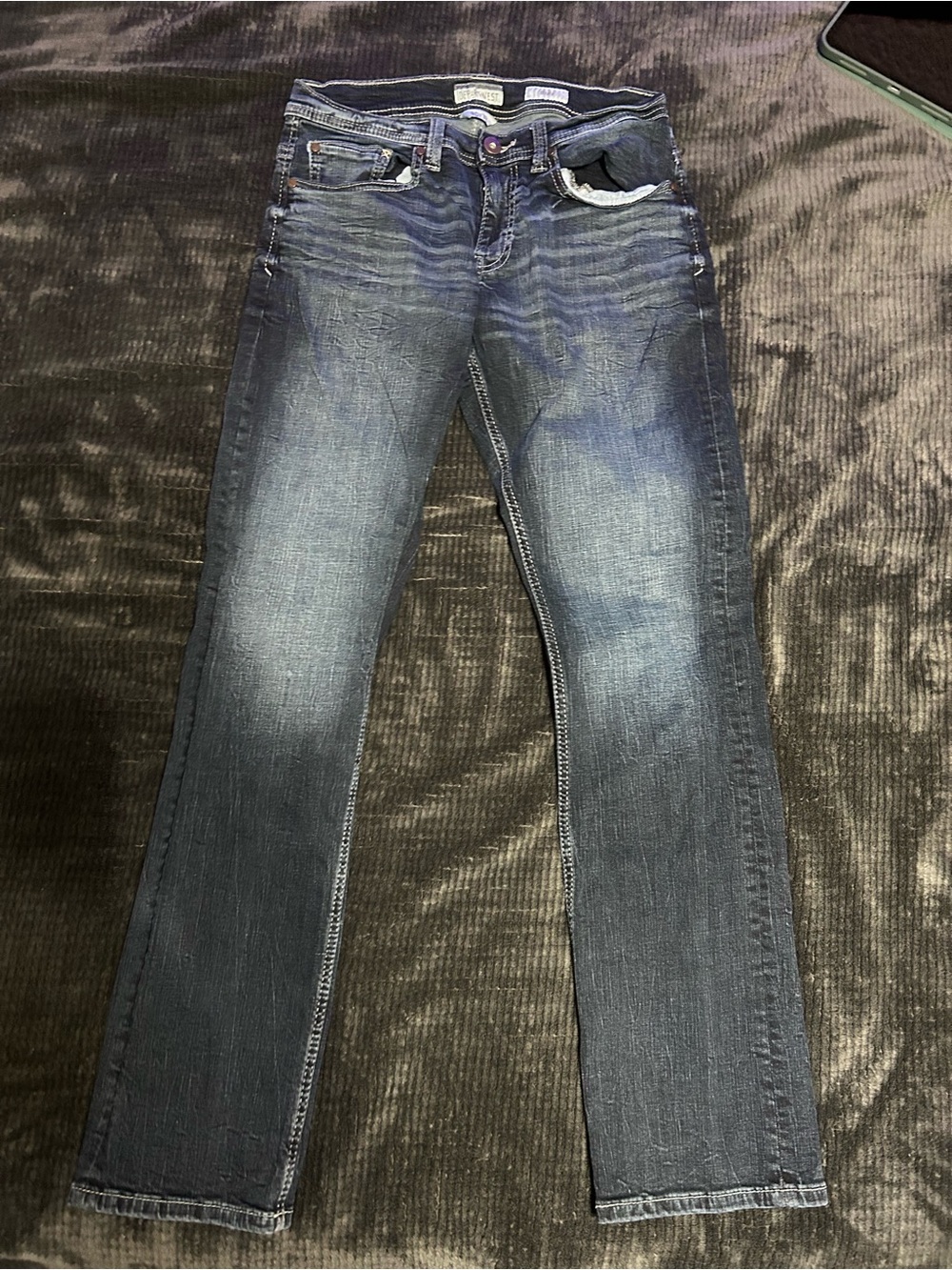 7. Dark Blue Men’s Slim Straight Jeans